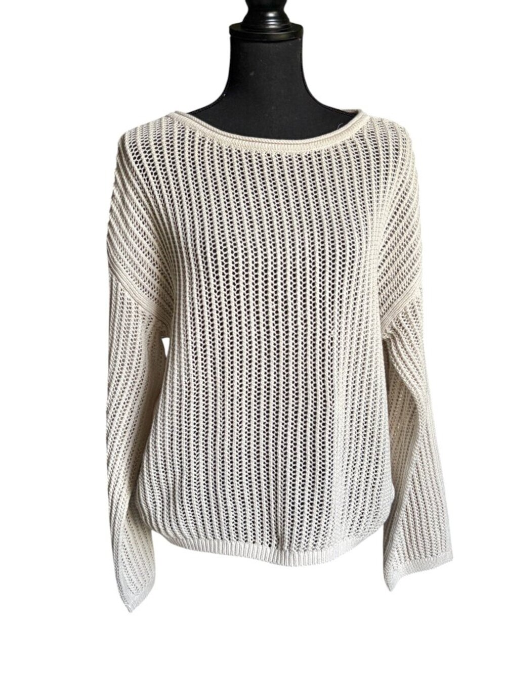 Club Monaco Open Knit Rollneck Sweater (Beige) - Large